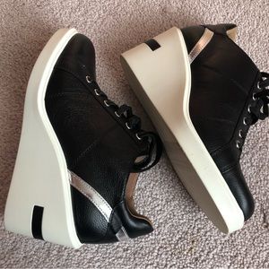 Paolo black white wedge sneakers size 7.5